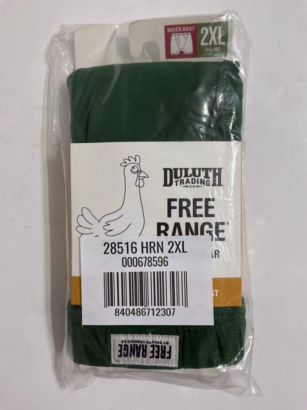 Duluth Trading Free Range Organic Cotton Boxer Briefs Men's 2XL 44-46 Green NWT